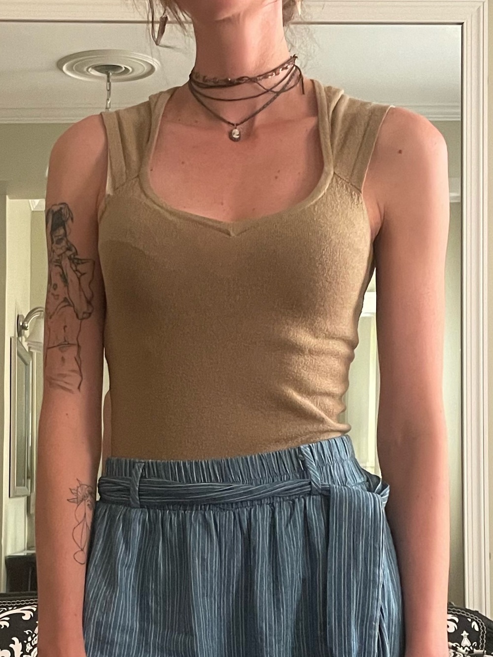 Vintage Gold Ribbed Tank Top